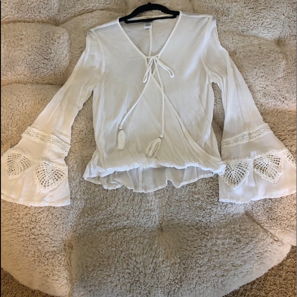 White blouse with bell sleeves